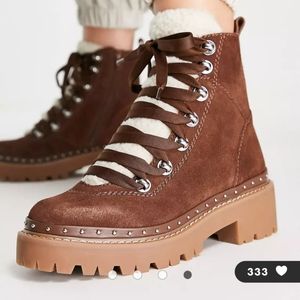 ❤️ Steve madden rainer lace front chunky boots in sand suede